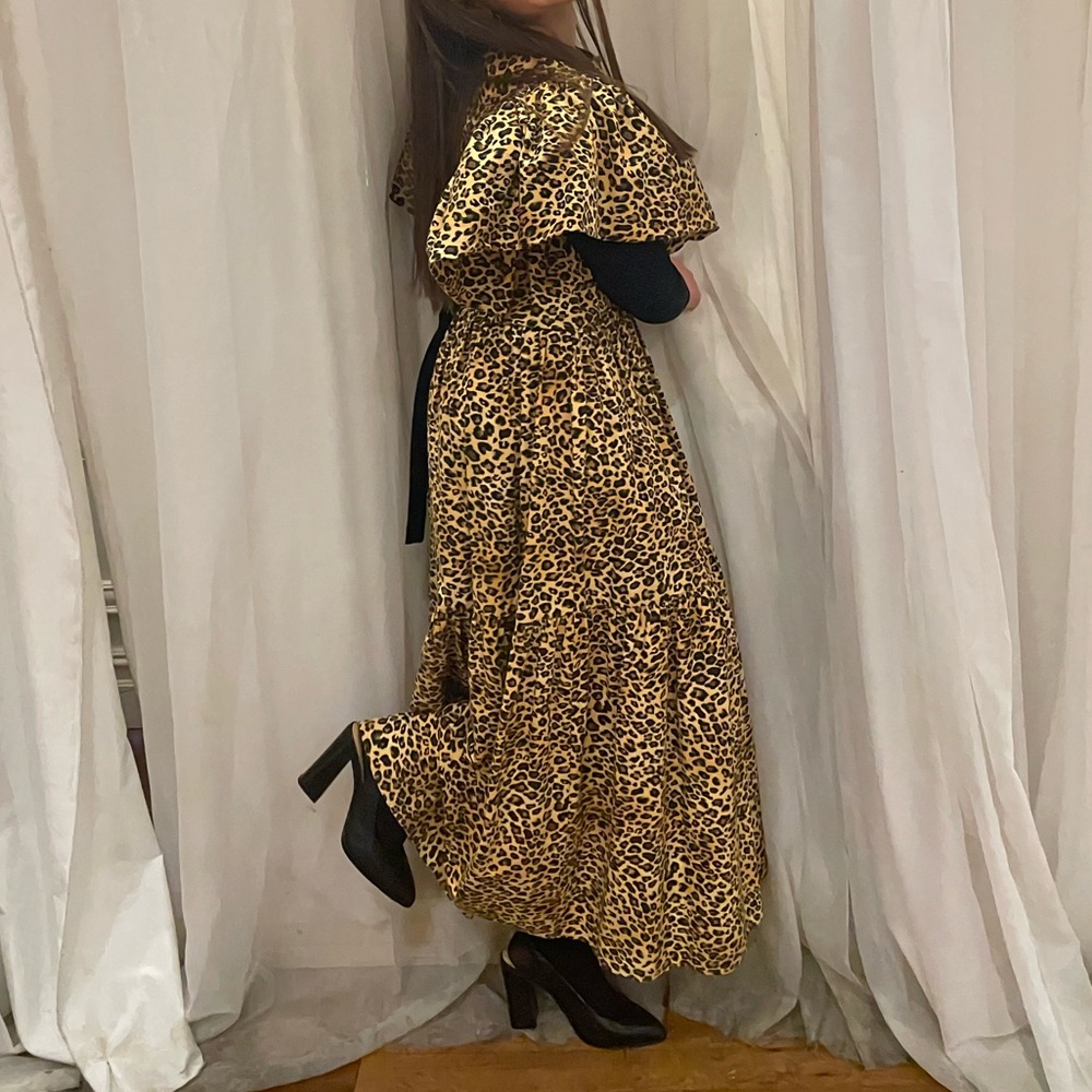 European leopard print evening dress